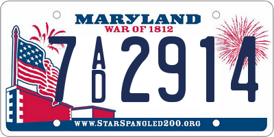 MD license plate 7AD2914