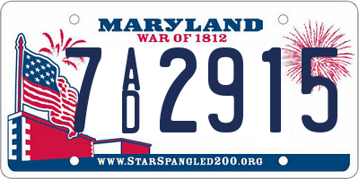 MD license plate 7AD2915