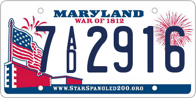 MD license plate 7AD2916