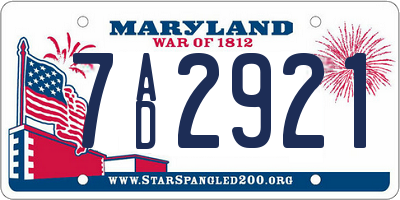 MD license plate 7AD2921
