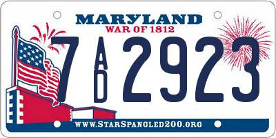 MD license plate 7AD2923