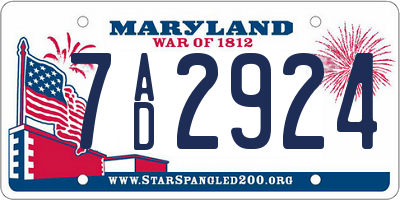 MD license plate 7AD2924