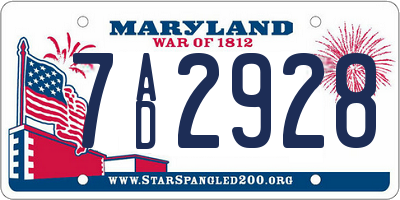 MD license plate 7AD2928