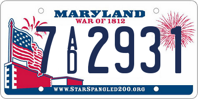 MD license plate 7AD2931