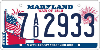 MD license plate 7AD2933