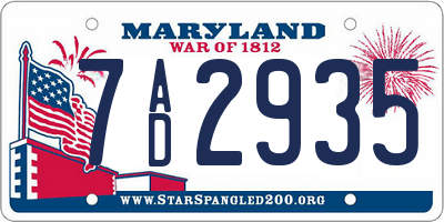 MD license plate 7AD2935