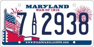 MD license plate 7AD2938