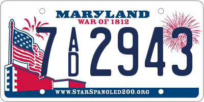 MD license plate 7AD2943