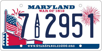 MD license plate 7AD2951