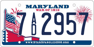 MD license plate 7AD2957