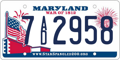 MD license plate 7AD2958