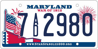 MD license plate 7AD2980