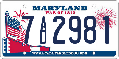 MD license plate 7AD2981