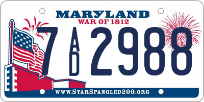 MD license plate 7AD2988