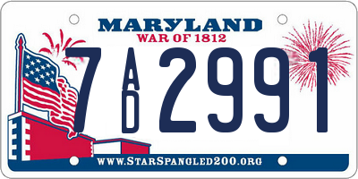 MD license plate 7AD2991