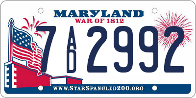 MD license plate 7AD2992
