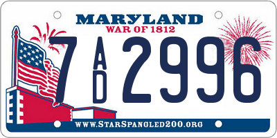 MD license plate 7AD2996