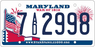 MD license plate 7AD2998
