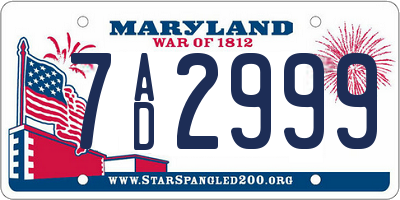 MD license plate 7AD2999