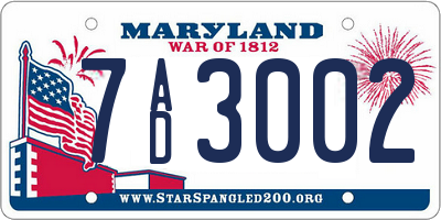MD license plate 7AD3002