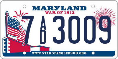 MD license plate 7AD3009