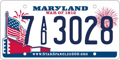 MD license plate 7AD3028
