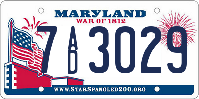 MD license plate 7AD3029