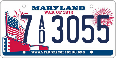 MD license plate 7AD3055