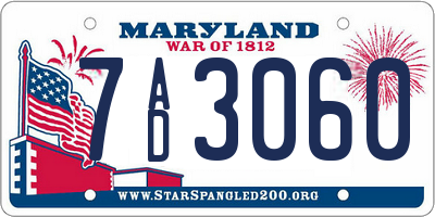 MD license plate 7AD3060