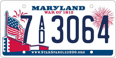 MD license plate 7AD3064