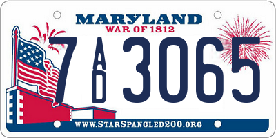 MD license plate 7AD3065