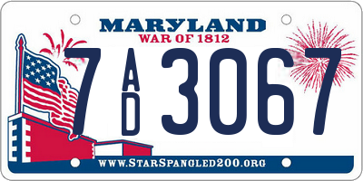 MD license plate 7AD3067