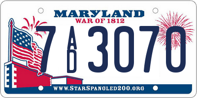 MD license plate 7AD3070