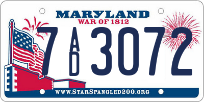 MD license plate 7AD3072