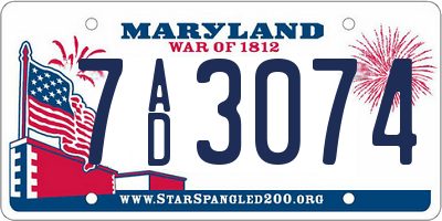 MD license plate 7AD3074