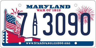 MD license plate 7AD3090