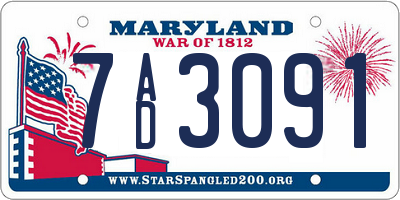 MD license plate 7AD3091