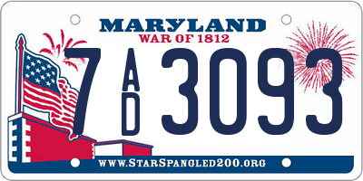 MD license plate 7AD3093