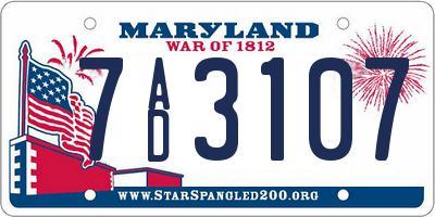 MD license plate 7AD3107
