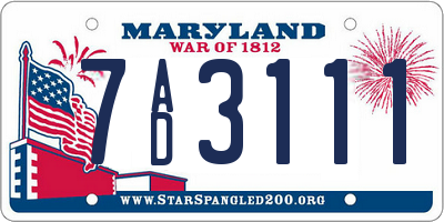 MD license plate 7AD3111