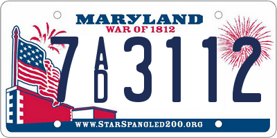 MD license plate 7AD3112
