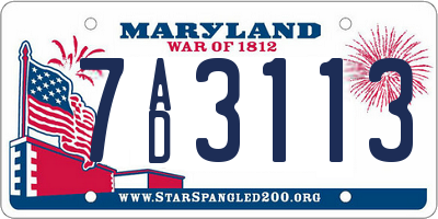 MD license plate 7AD3113