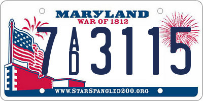 MD license plate 7AD3115