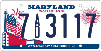 MD license plate 7AD3117