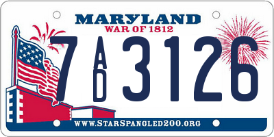 MD license plate 7AD3126