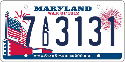 MD license plate 7AD3131