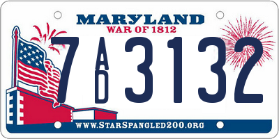 MD license plate 7AD3132