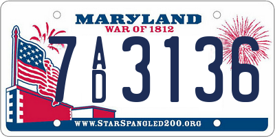 MD license plate 7AD3136