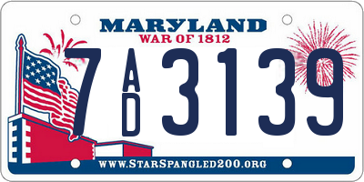 MD license plate 7AD3139