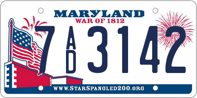 MD license plate 7AD3142